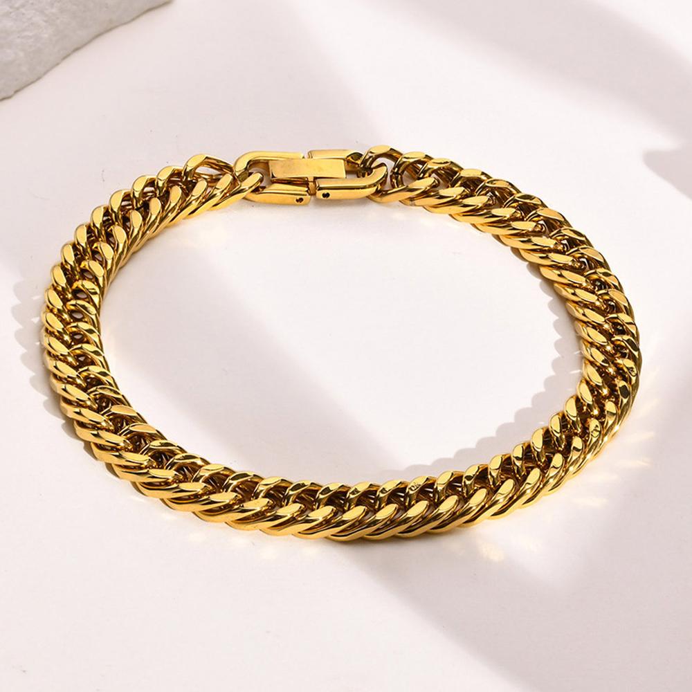 Men's 12mm Hip Hop Cuban Link Necklace & Bracelet Set – Diamond Clasp, Real Gold Plated Stainless Steel with Titanium Finish