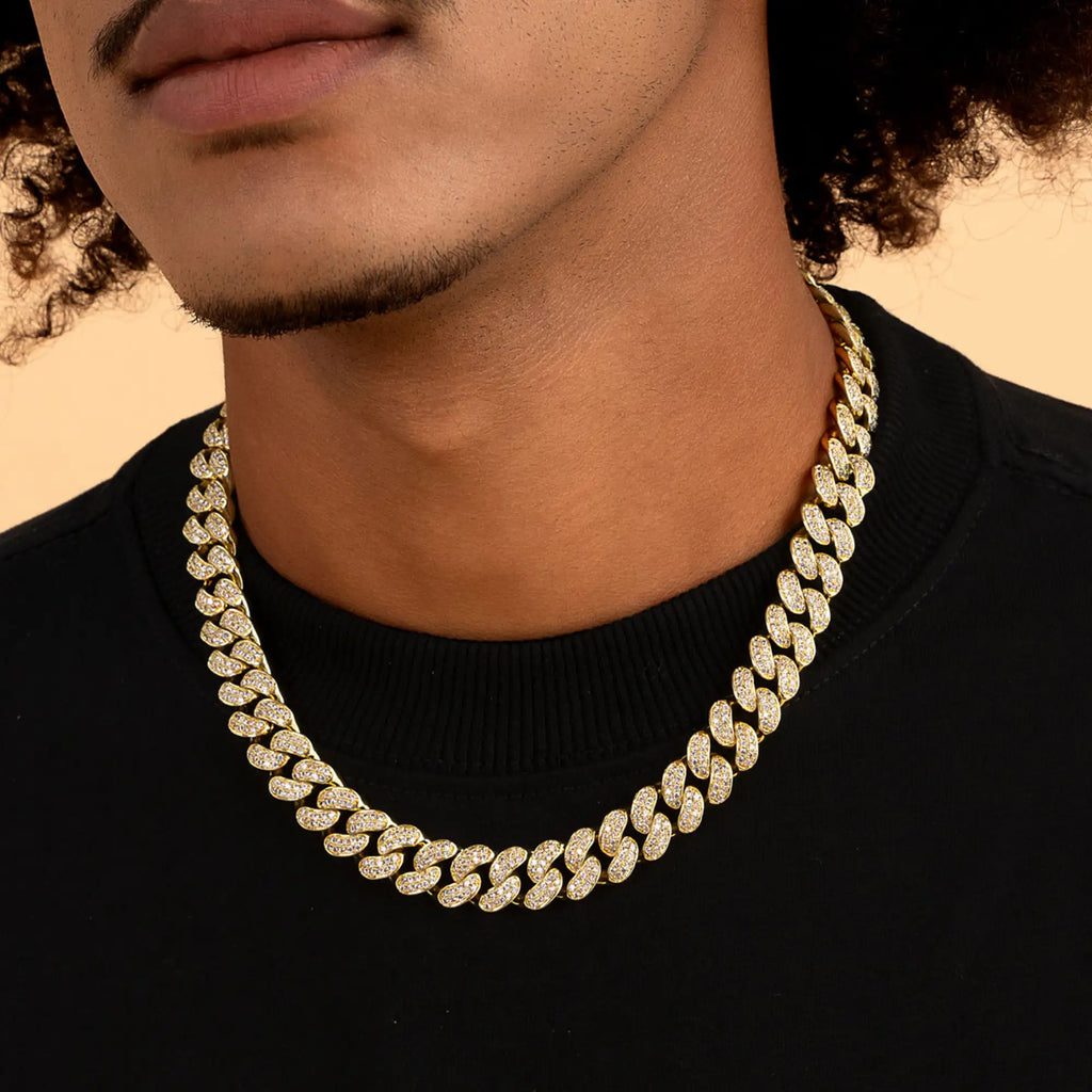 15mm Iced-Out Prong Cuban Chain