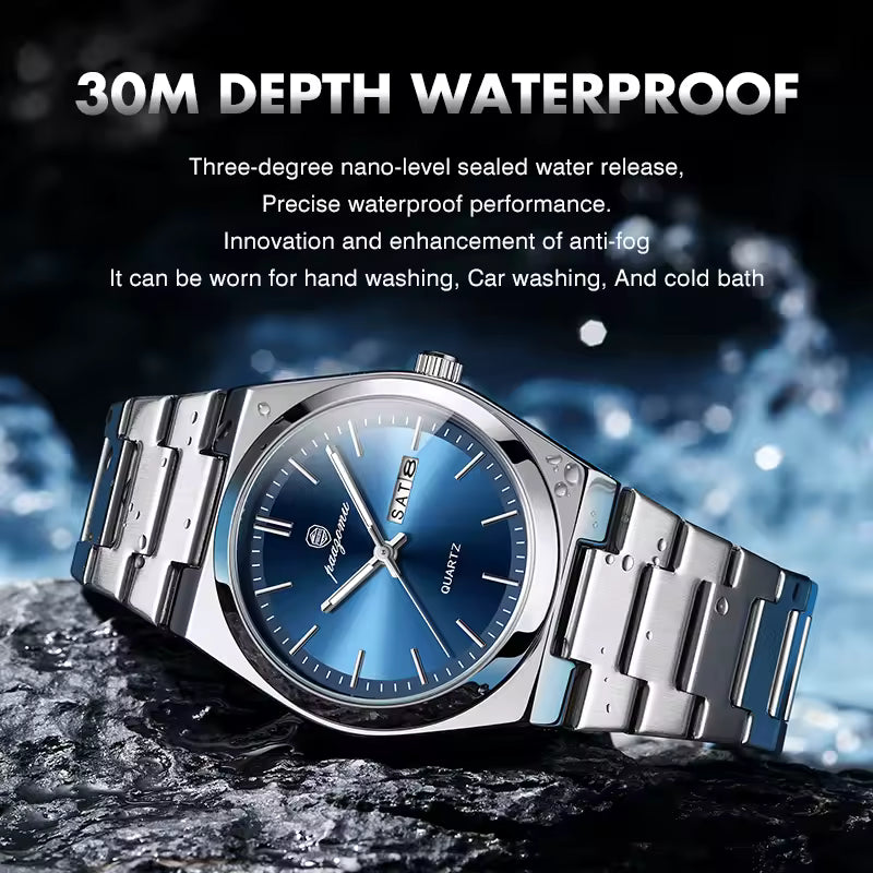 POEDAGAR Luxury Men's Watch – Elegant Stainless Steel Quartz Timepiece