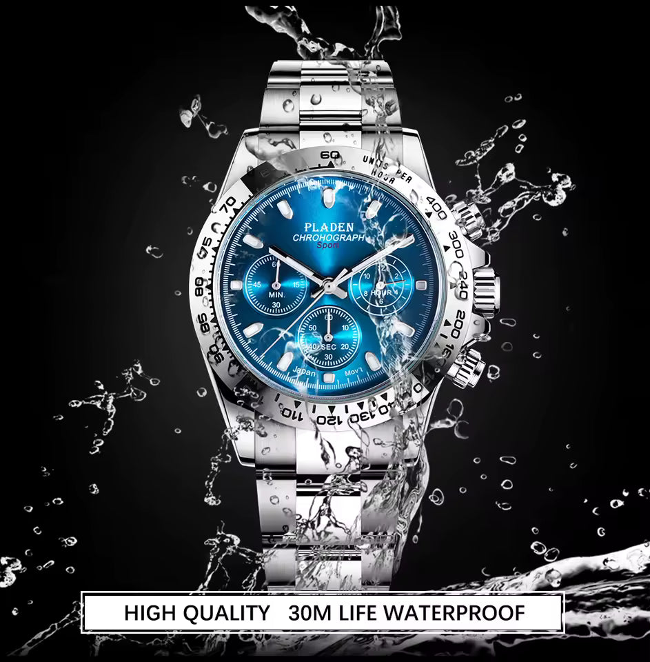 Pladen Men's Stainless Steel Quartz Watch – Classic Business, Luminous Sport Design