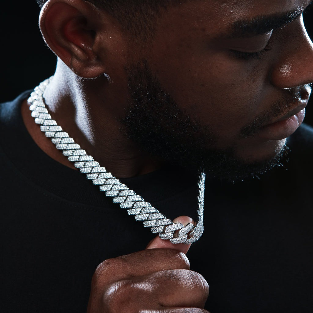 12mm Miami Prong Cuban Link Necklace + bracelet with Zircon Diamond for Men, Iced Out Hip Hop Jewelry