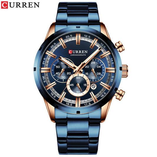 CURREN Men’s Stainless Steel Watch – Large Dial, Waterproof Business Timepiece
