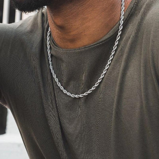 Men’s Handmade Rope Chain Necklace – Classic Stainless Steel