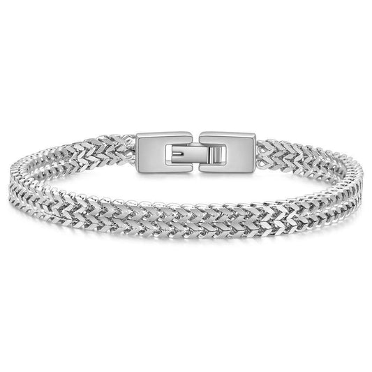 Men’s fashionable titanium steel bracelet with 6mm snake chain, hip-hop style